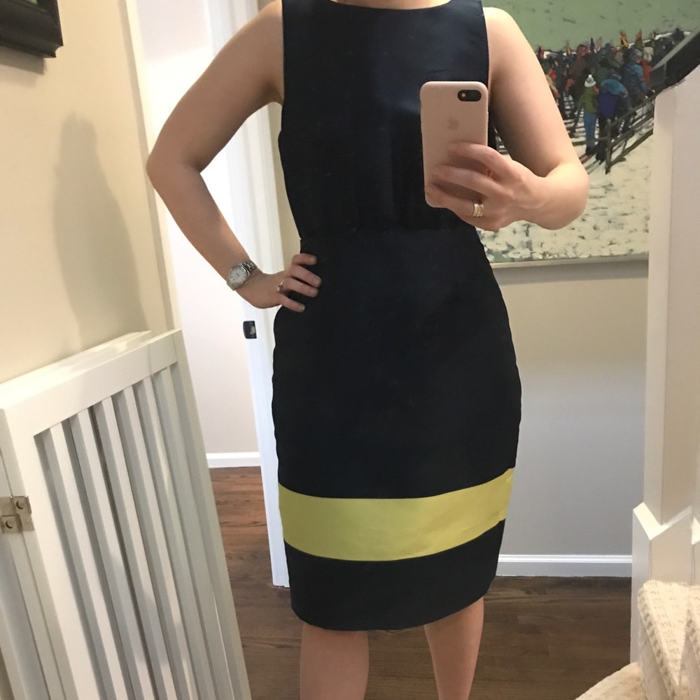 JCrew Collection Size 4 Navy and Gold dress.